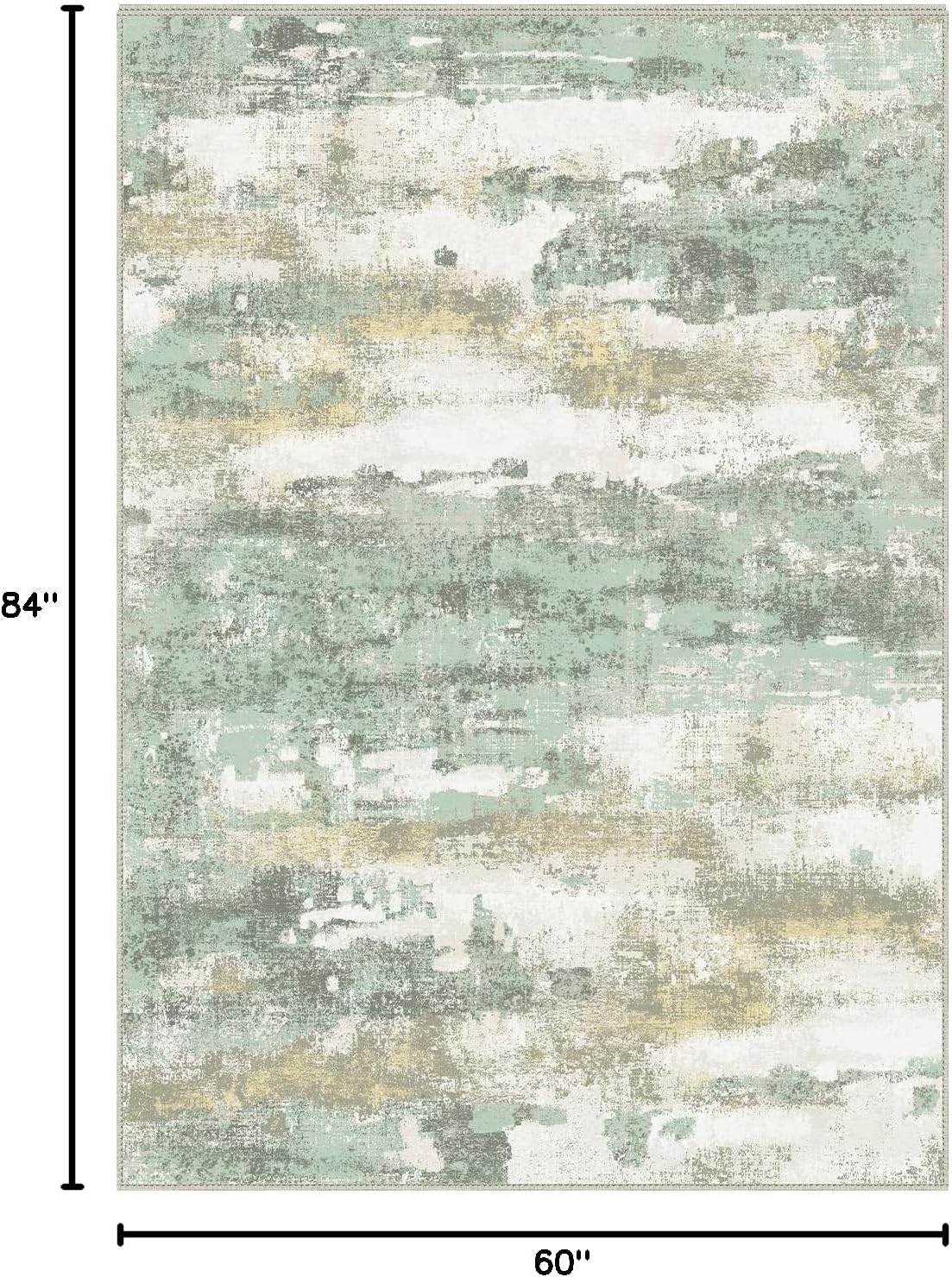 Area Rugs 5x7 for Living Room Bedroom, Modern Abstract Machine Washable Large Light Green Rug Soft Rug, Low Pile Floor Carpet with Non Slip Backing for Dining Room
