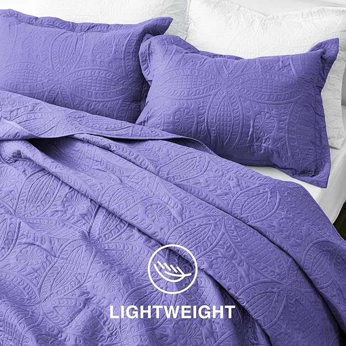 Love's cabin California King Size Quilt Bedding Set Deep Purple Bedspreads - Cal King Summer Lightweight Bedspread Comforter - Coin Pattern Coverlet for All Season - 3 Pieces (1 Quilt, 2 Pillow Shams)