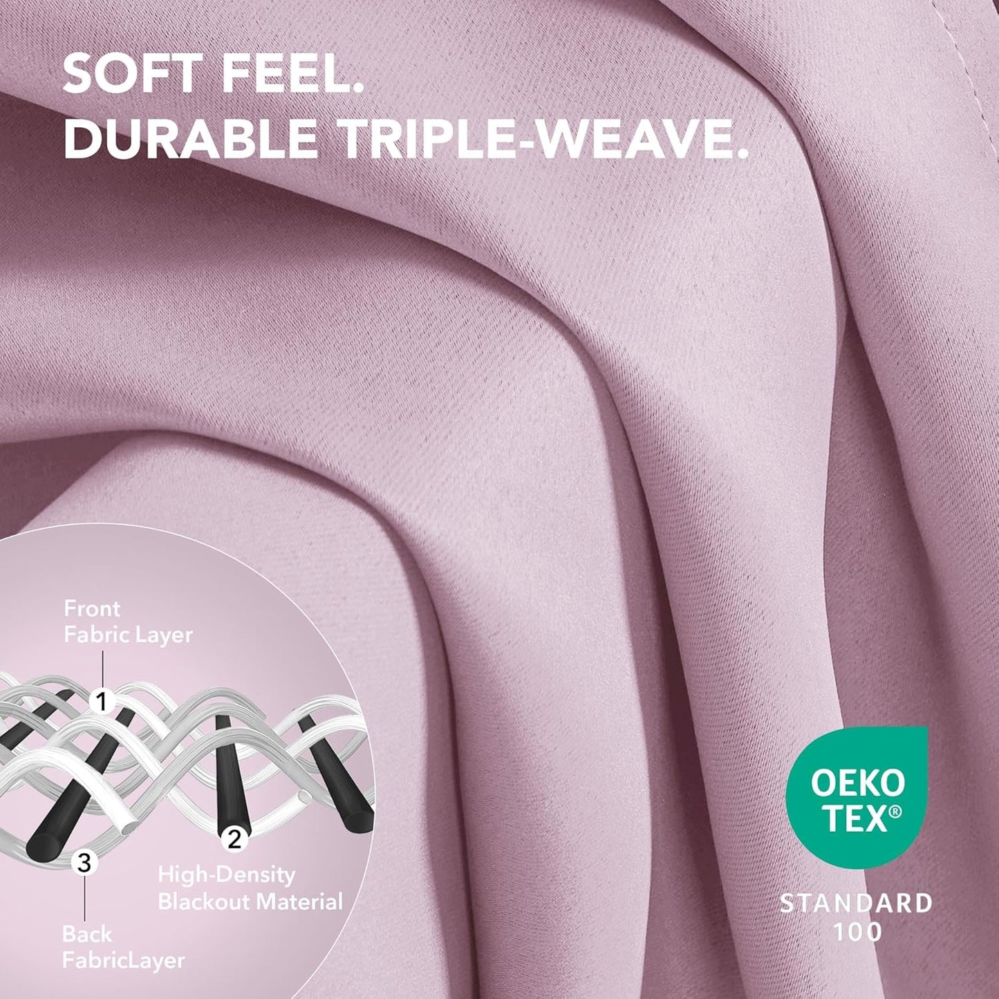 Deconovo Blackout Curtains for Bedroom – Set of 2 42W x 72L Inch Thermal Insulated & Noise Reducing Panels–Home Window Room Darkening Sustainable Grommet Drapes for Living Room and Nursery, Lavender