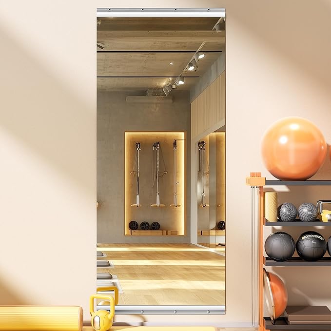 Home Gym Mirror, 63'' x 28'' x 1PCS, Large Full Body Mirror for Yoga, Frameless Tempered Glass, Wall Mounted for Home Gym, Garage, Bedroom, Bathroom