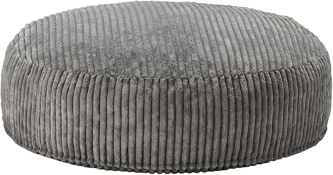 Hobestluk 6ft Bean Bag Chairs for Adults Large Beanbag Chair with Stripe Plush Cover Big Bean Bag Chair for Living Room Bedroom Dorm Office - Grey (70" x 70" x 15")