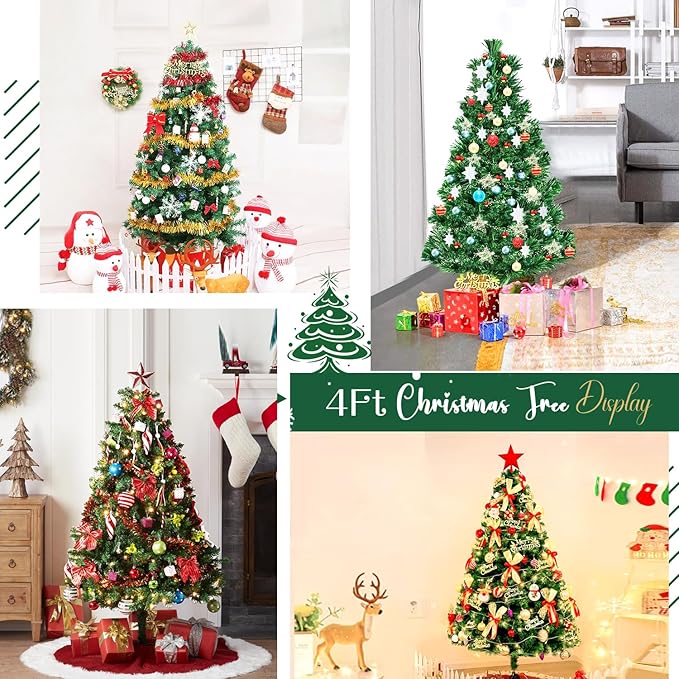 4ft Artificial Christmas Tree, Arbol de Navidad with 450 Branch Tips, Premium North Valley Spruce with Fold-Able Base Stand, Xmas Tree for Home, Office, Shop Decoration