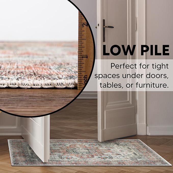 Keen Home Design 2x3 Rug - Machine Washable Entry Rug with Non-Slip Backing, Ideal for Enteryway, Kitchen, Bathroom, Laundry Room - Vintage, Easy Clean, Durable, Low Pile - (2' x 3')