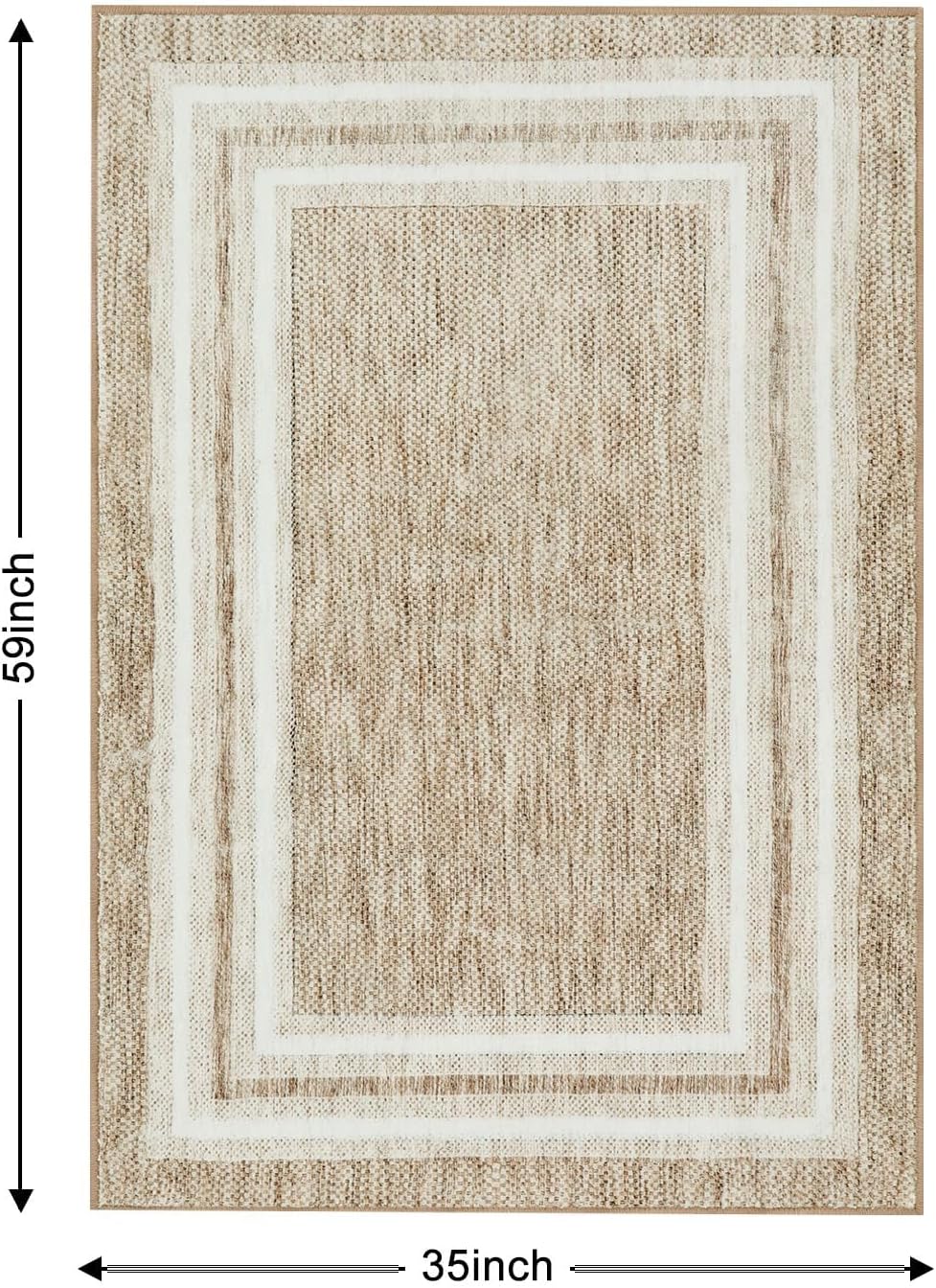 OJIA Modern Bordered Washable Rug 3'x5', Printed Non Slip Rug for Living Room Soft Bedroom Entry Mat Non-Shedding Accent Carpet Indoor Door Mat Small Carpet for Entryway Kitchen Bathroom Office