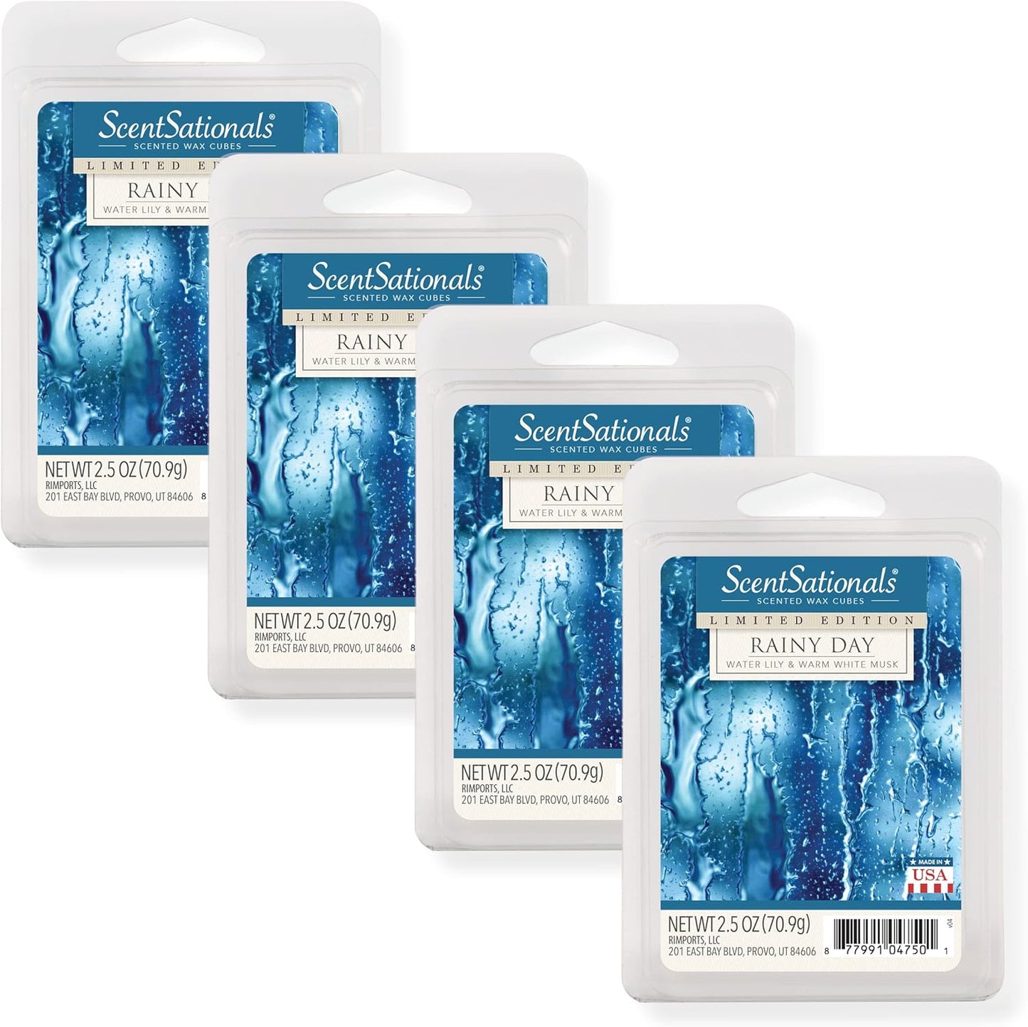 Scentsationals Wax Melts, Wax Cubes Strong Scent - Rainy Day - Long Lasting Scented Wax Melts for Warmer, 10oz (24-Cubes)