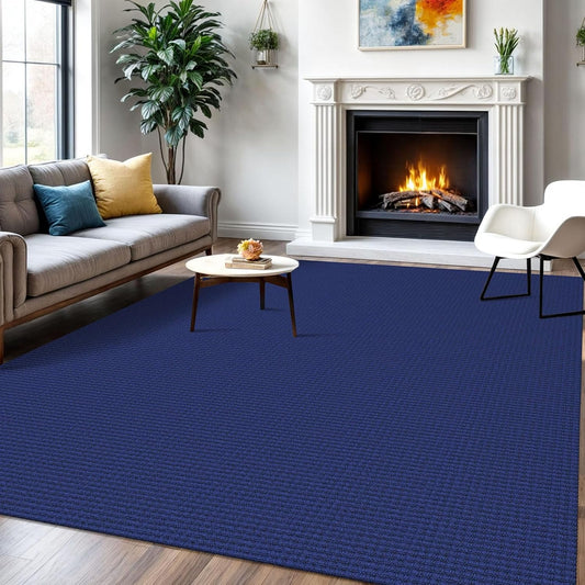 IOHOUZE Washable Area Rug 6x9 Non Slip Rugs for Living Room, Dining Room Rugs Bedroom Rug, Woven Braided Indoor Floor Carpet for Living Room Nursery, Royal Blue/Navy