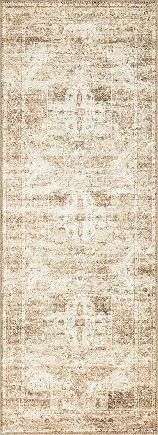 Keen Home Design 2x10 Rug - Machine Washable Runner Rug with Non-Slip Backing, Ideal for Hallway, Entryway, Kitchen, Laundry Room - Vintage, Easy Clean, Durable, Low Pile - (2'6" x 10')