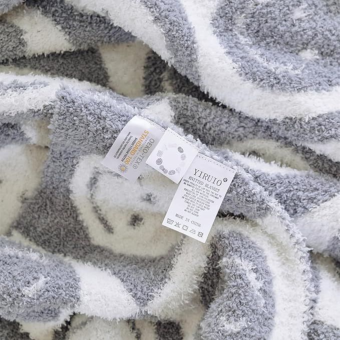 YIRUIO with Smiley Faces Checkerboard Throw Blankets Checkered Reversible Microfiber Super Soft Warm Cozy Fluffy Shaggy Blanket for Home Office Couch Bed Sofa Decor (Slate Gray)