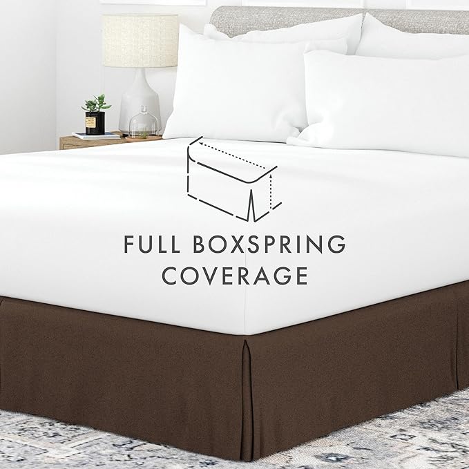 Linen Market Bed Skirt - Ultra Soft Microfiber - Easy Fit with 14 Inch Tailored Drop - Hotel Quality, Shrinkage & Fade Resistant - Bed Cover - Cal King Bed Skirt - Bedroom Décor - (Cal King,Chocolate)