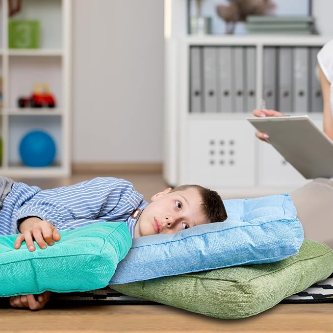 Juexica 8 Pcs Floor Cushions for Kids Floor Pillows Flexible Seating Cushions 3.5'' Thick Flexible Seating Classroom Furniture Meditation Seat Pillows for Home Nursery Yoga Decor(Rainbow Color,Square)