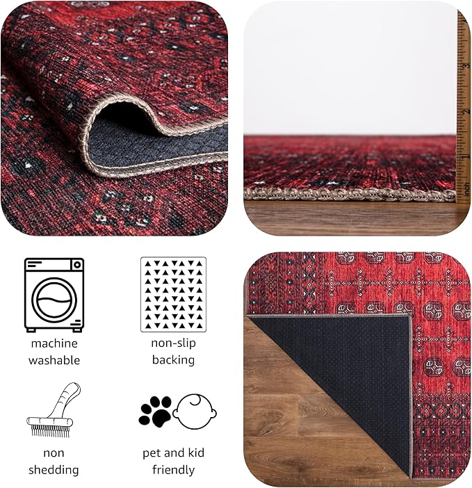 Keen Home Design 2x12 Rug - Machine Washable Runner Rug with Non-Slip Backing, Ideal for Hallway, Entryway, Kitchen, Laundry Room - Vintage, Easy Clean, Durable, Low Pile - (2'6" x 12')