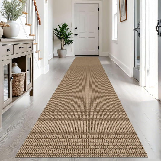 IOHOUZE Washable Exrea Long Hallway Runner Rug 2.6x14 Rubber Backed Kitchen Runner Entryway Runner Indoor, Woven Rugs Floor Carpet for Kitchen Hall Entryway Stair, Orange/Tan/Brown