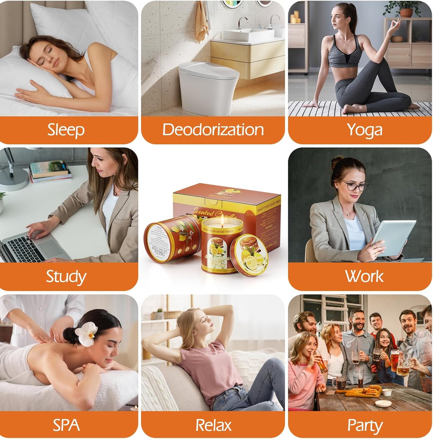 Lemon Ginger Cake Scented Candles Set | 2Pack 18OZ 8% Essential Oils 80H Burn Time | Clean Burning Smokeless for Aromatherapy Tin Jar Soy Wax Candle, Meditation, Yoga, Spa Gift Set for Men&Women