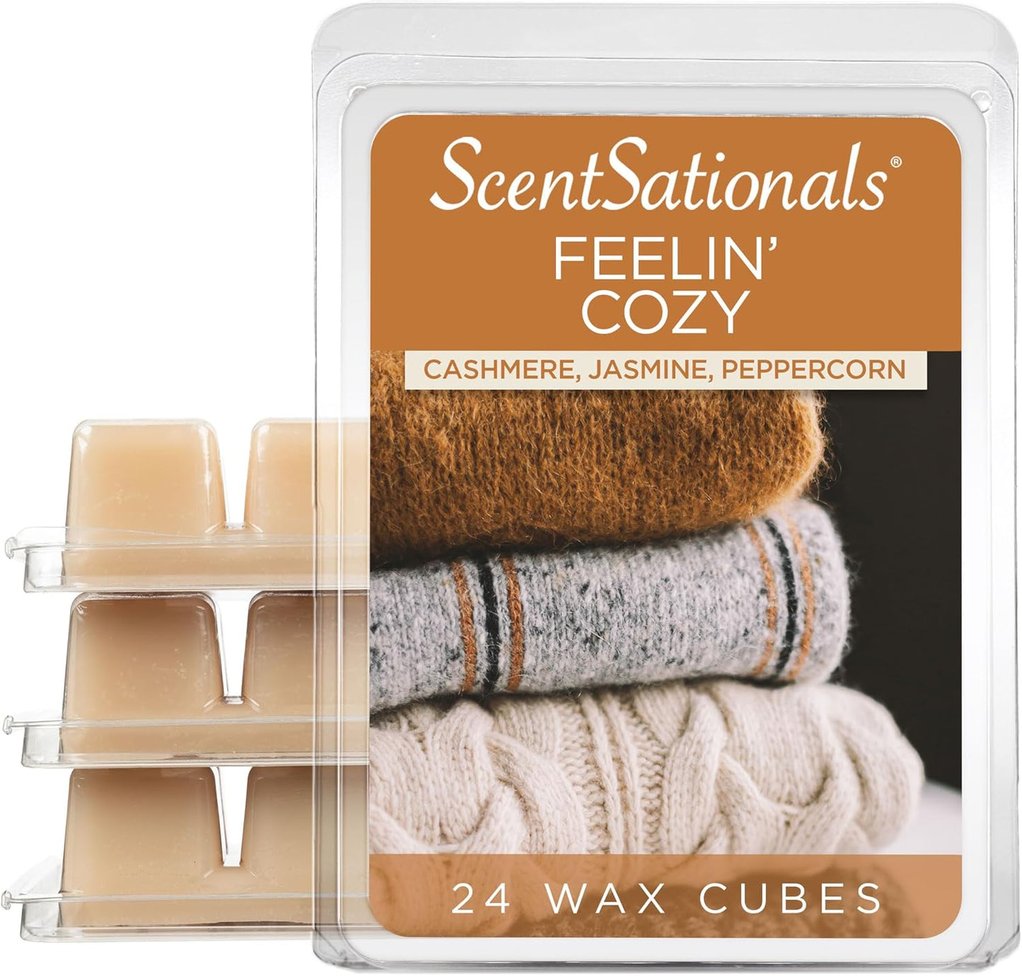 Scentsationals Fall Wax Melts, Wax Cubes Strong Scent - Feelin' Cozy - Long Lasting Scented Melts for Warmer, 10oz (24-Cubes)