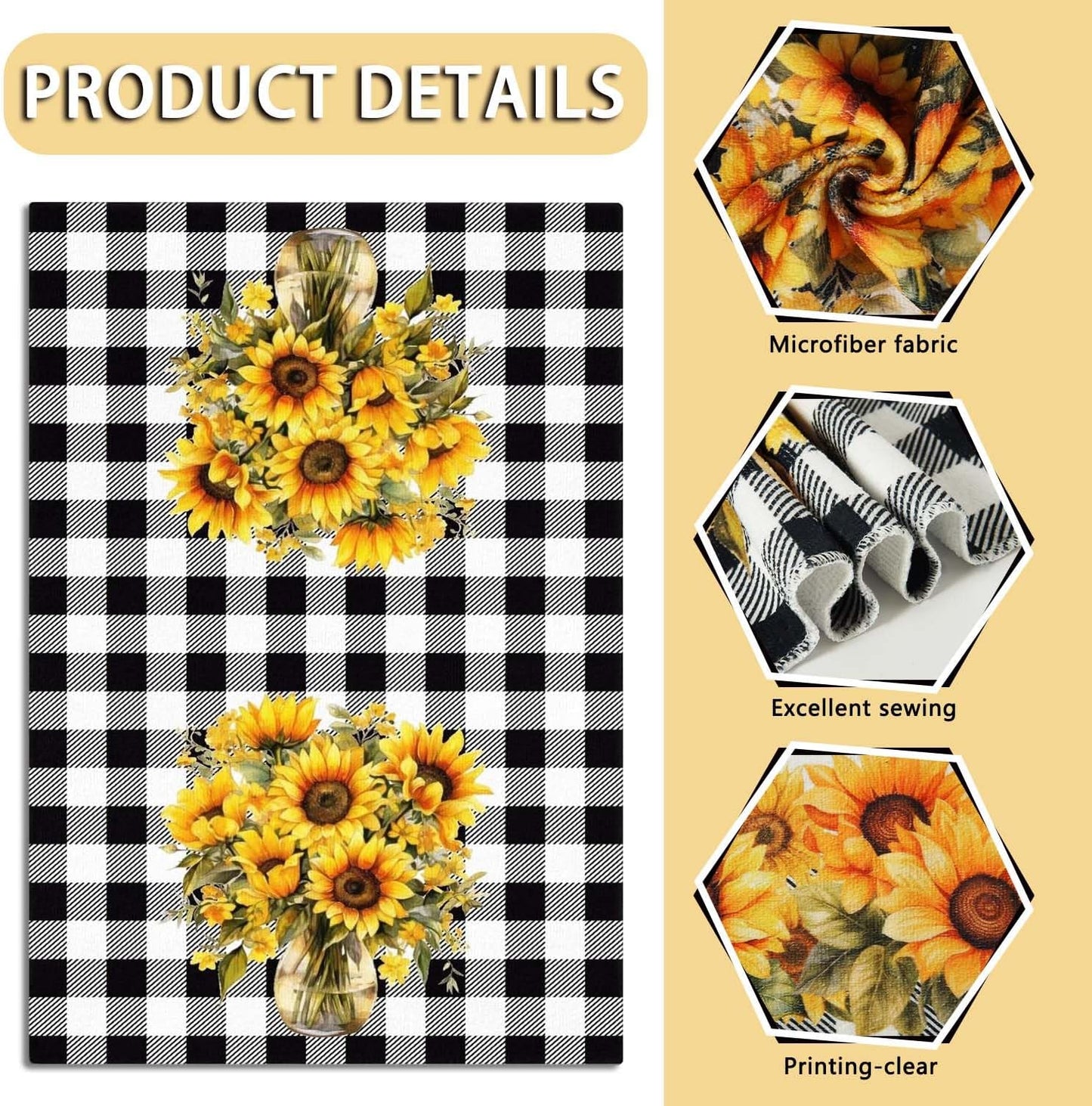2 Pcs of Sunflower Kitchen Towels Sunflower Kitchen Decor Floral Kitchen Towels Dish Towels Kitchen Hand Towels Decorative Set 18×26 Inch