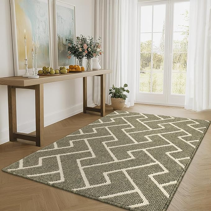 hicorfe Kitchen Rugs and Mats,Kitchen Mats for Floor,47"x71" Non Slip Runner Rug,Absorbent Resist Dirt Comfort Standing Mat Machine Washable for Entryway,Hallway,Front of Sink(Green)