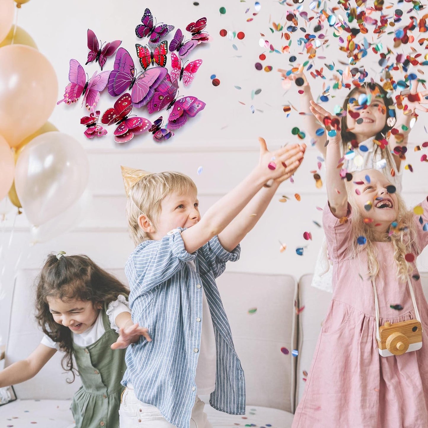 Butterfly Wall Decor 24/48 PCS, 3D Butterflies Stickers for Party Decorations with Magnets (Purple, 48)