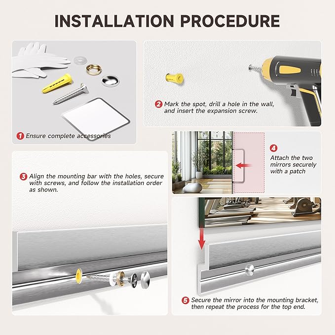 Home Gym Mirror, 83'' x 40'' x 1PCS, Large Full Body Mirror for Yoga, Frameless Tempered Glass, Wall Mounted for Home Gym, Garage, Bedroom, Bathroom