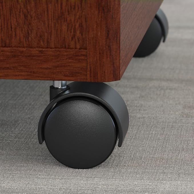 Bush Business Furniture Series C 60W L Shaped Desk with 3 Drawer Mobile File Cabinet in Mahogany