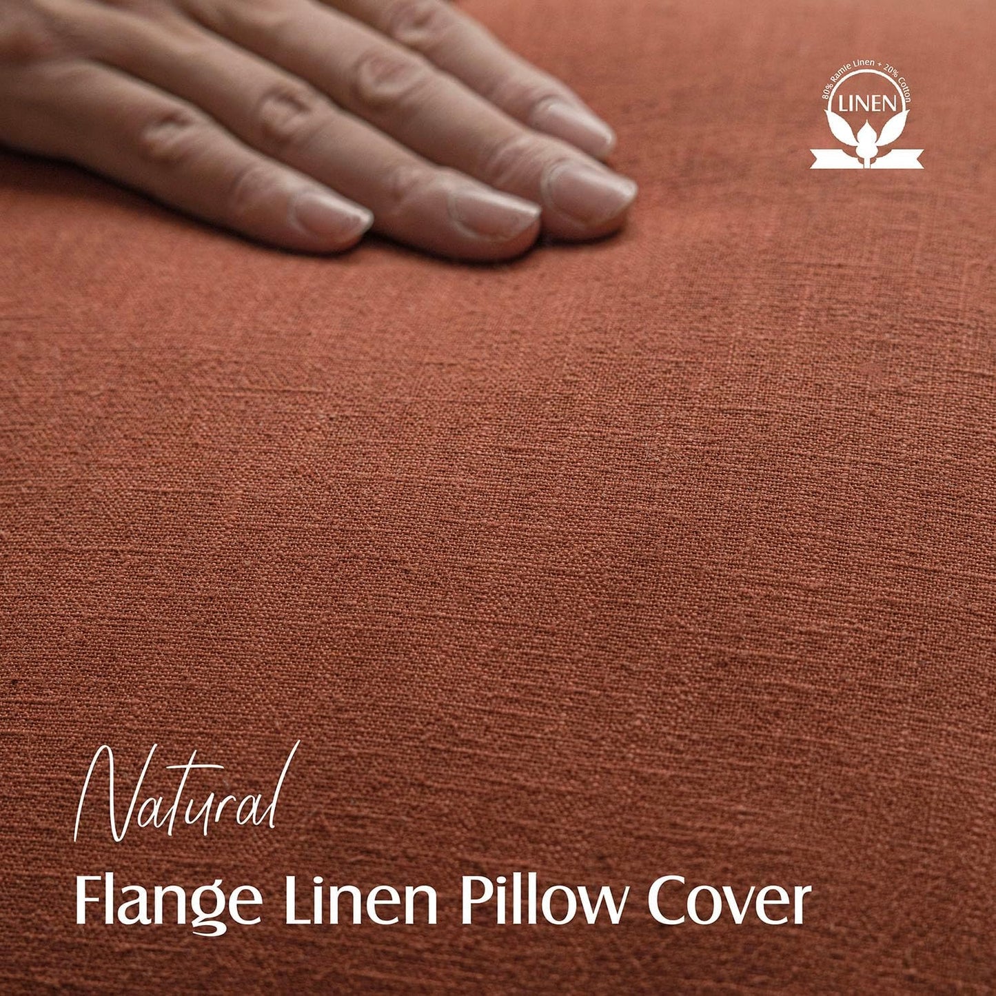 Foindtower Pack of 2, Decorative Linen Soild Throw Pillow Covers Soft Accent Cushion Case Farmhouse Neutral Pillowcase for Chair Couch Sofa Bedroom Living Room Home Decor 20 x 20 Inch Fall Rust Orange