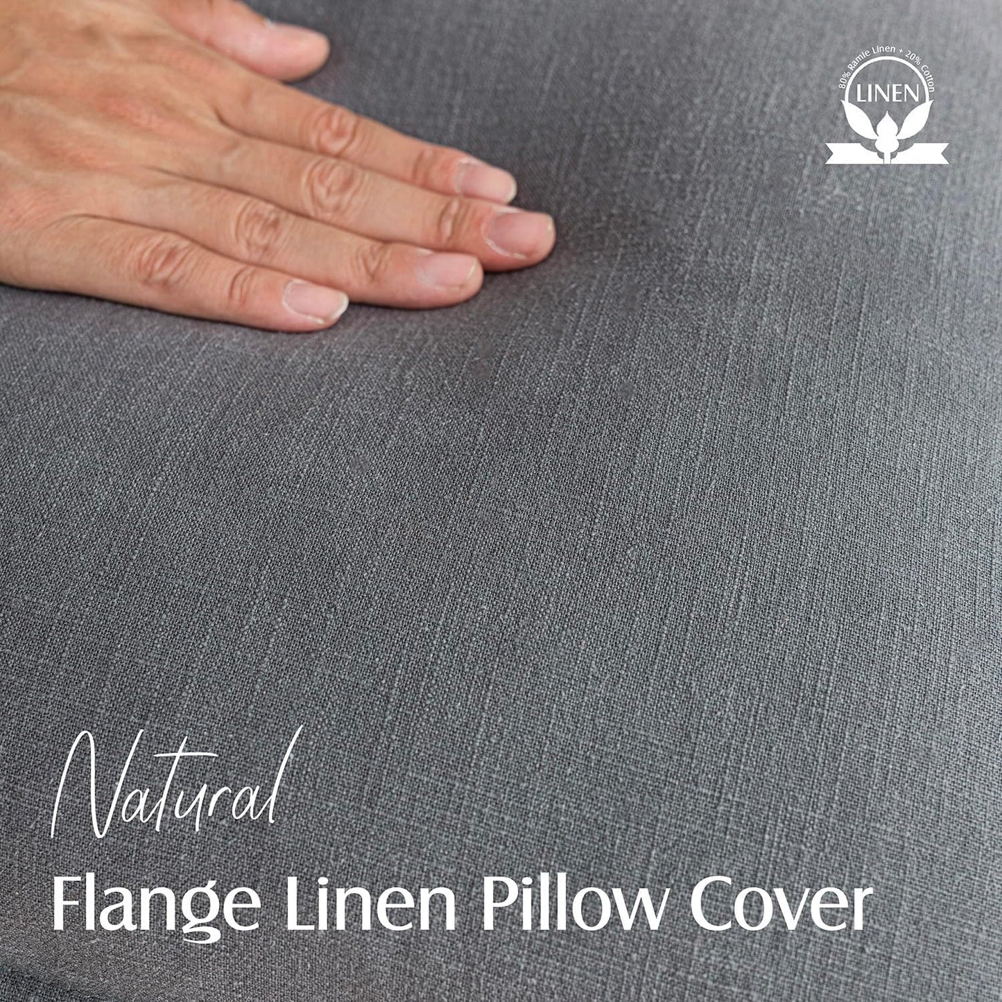 Foindtower Pack of 2, Decorative Linen Soild Throw Pillow Covers Soft Accent Cushion Case Boho Farmhouse Pillowcase for Chair Couch Sofa Bedroom Living Room Home Decor 22 x 22 Inch Grey