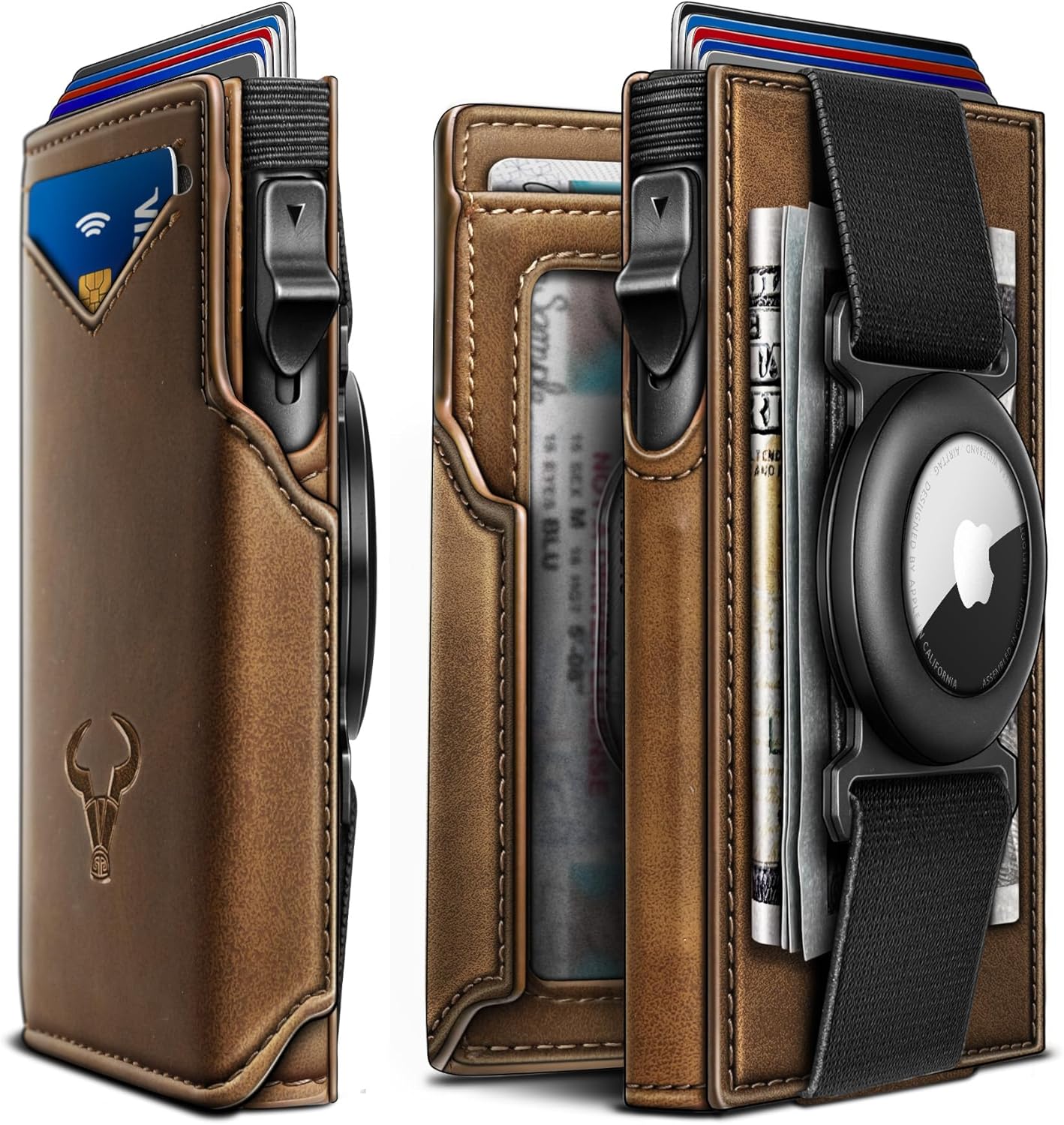 BULLIANT Men Airtag Wallet,Slim Front Pocket Wallet Money Clip for Men Gift 3.8"x2.7",Pop-up Access