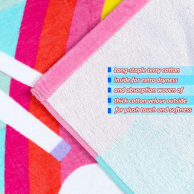 Kids Bath Towels, Kids Towel Girls Boys Hooded Beach,Bathroom,Pool Swim Towels 30 × 50 INCH Large Size Ultra Absorbent Cute Cartoon Animal Full Vitality 100% Cotton Wearable Wrap for Child