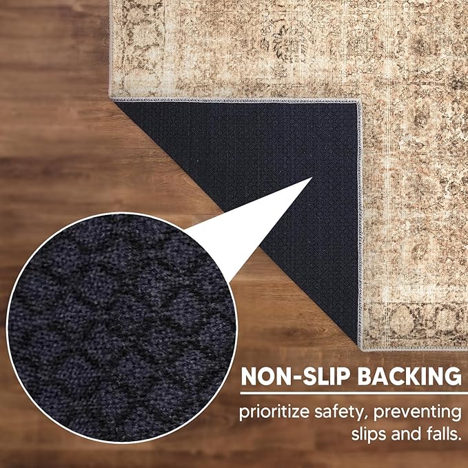 Keen Home Design 2x12 Rug - Machine Washable Runner Rug with Non-Slip Backing, Ideal for Hallway, Entryway, Kitchen, Laundry Room - Vintage, Easy Clean, Durable, Low Pile - (2'6" x 12')