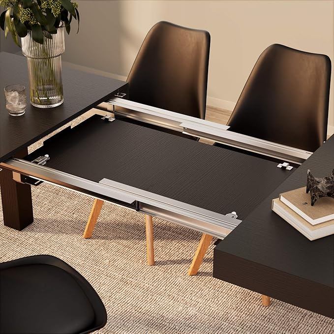 Mobili Fiver First - Extendable Dining Room Table Designed & Made in Italy | Expandable Dining Table for 6 Extending to 8 People | Space-Saving Transformer Design for Small Spaces | Ashwood Black