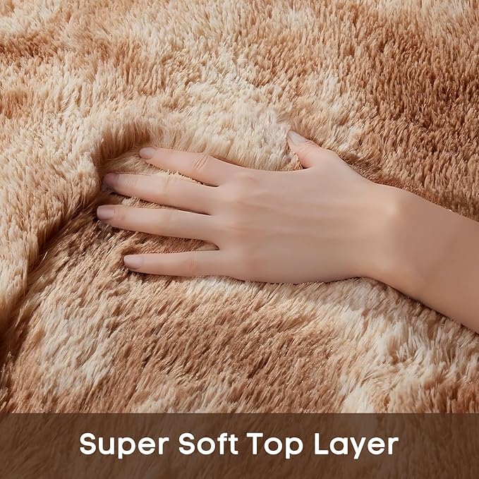 Ophanie Upgrade 5x8 Tie-Dyed Beige Rugs for Living Room, Fluffy Soft Area Rug, Shaggy Non-Slip Indoor Floor Carpet for Bedroom, Kids Baby Girls Boys Teen Dorm Home Decor Aesthetic, Nursery