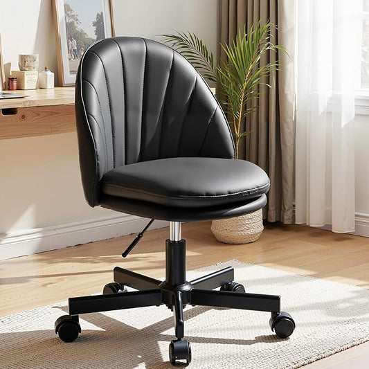 GTRACING Small Ergonomic Tall Office Chair, Computer Desk Chair with Wheels Versatile Height Use: Office to Bar Stools (or Standing Desk), Vanity Chair with Back PU Leather Shell Design for Gift