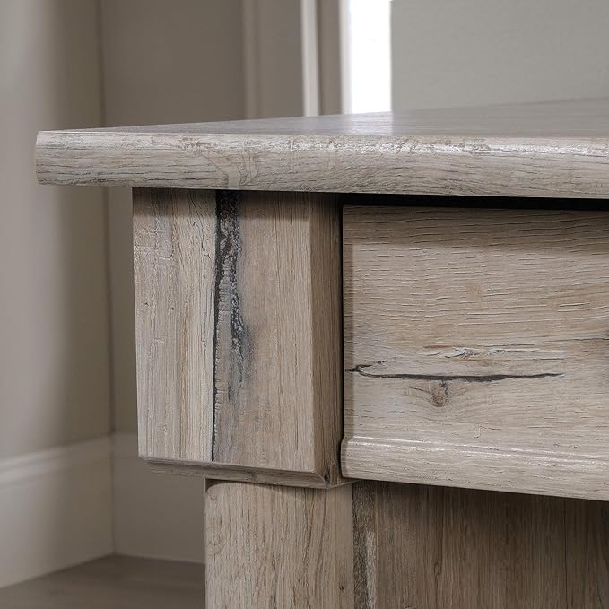 Sauder Palladia Computer Desk with Drawers, Home Office Desk with File Cabinet Storage Drawer, Cable Management, Keyboard Tray, in Split Oak Finish