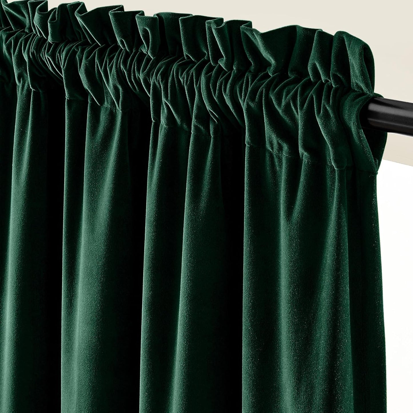 Lazzzy Emerald Green Velvet Curtains 108 Inches Long Blackout Drapes for Bedroom Living Window Treatments Rod Pocket 2 Panels, W42 x L108