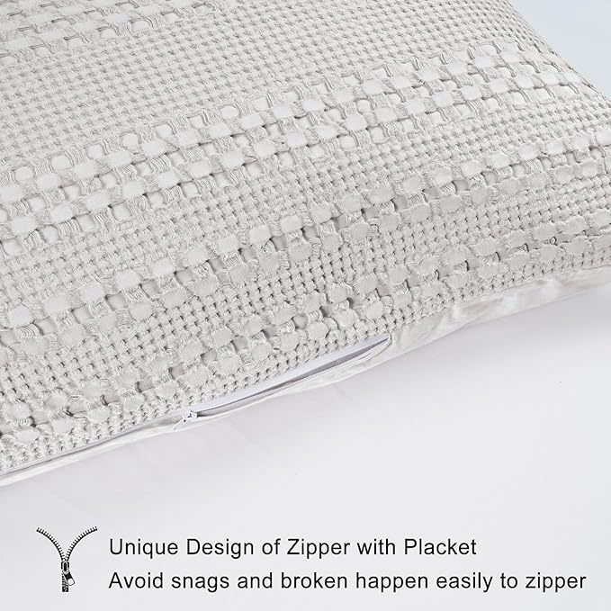 PHF 100% Cotton Waffle Body Pillowcase with Zipper, 1 Pack 20" x 54" Soft Skin-Friendly Pillow Sham, No Filling, Aesthetic Woven and Breathable Waffle Weave Body Pillow Cover for Bed, Light Grey