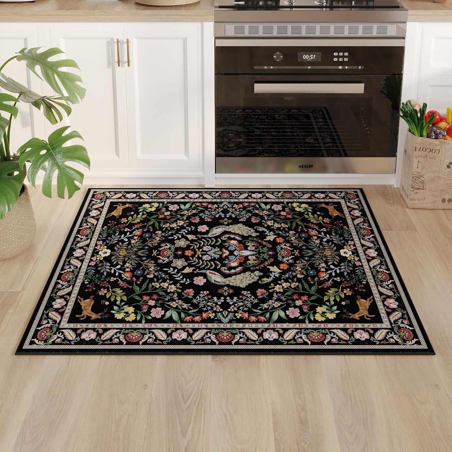 Entryway Rug 2x3 Rug Door Mat Indoor Entrance Washable Rug Small Non-Slip Low Pile Throw Rugs for Entryway, Kitchen, Front Door Indoor Entrance, Entry (Vibrant Black)
