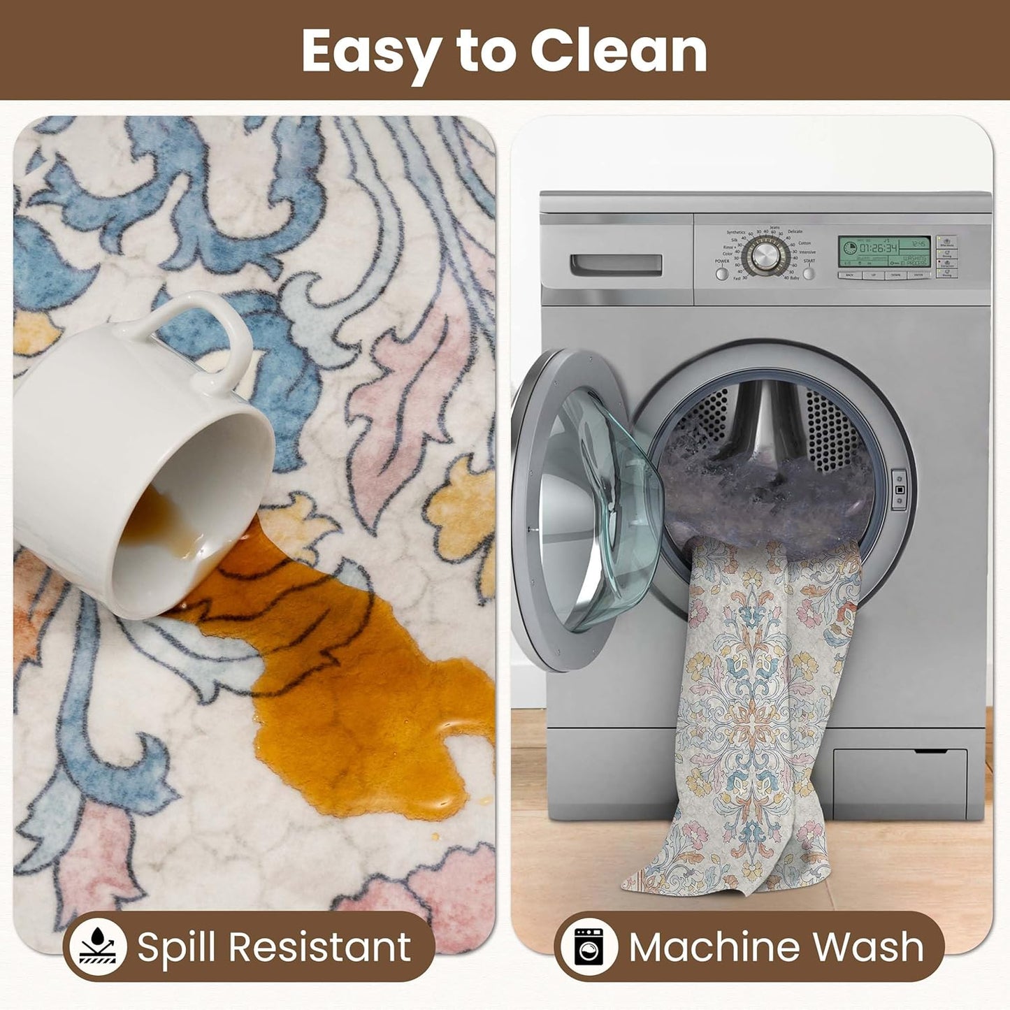 Washable Entryway Rug 2x3 | Non Slip Rug Runners for Hallways, Entryways, Kitchens, Bathrooms, Bedrooms | Ultra-Soft Flannel Carpet Kitchen Rug with Rubber Backing (Multi Colored, 2x3)