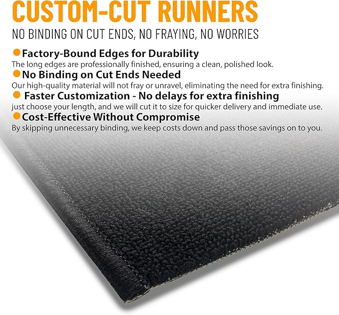 Ottomanson 2x21 Non Slip Extra Long Hallway Runner Rug with Rubber Backing - Solid Modern Kitchen Rug for Bedroom or Living Room, Black, 2' x 21'