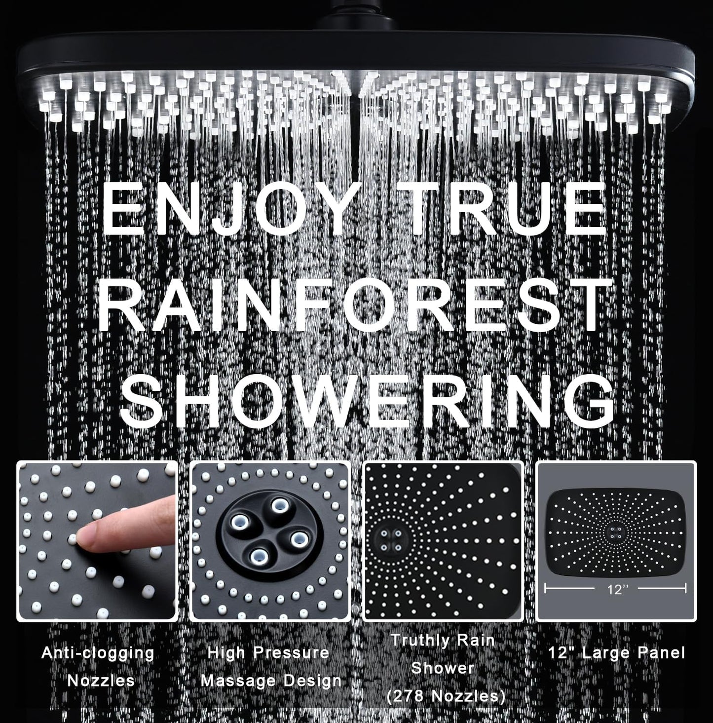 High Pressure Rain Shower Head: Upgrade Shower Heads with Handheld Spray Combo with Fixed Showerhead and 10 Sprays Handheld Shower Head, Detachable Showerheads Built-in Magnetic Docking and Power Jets