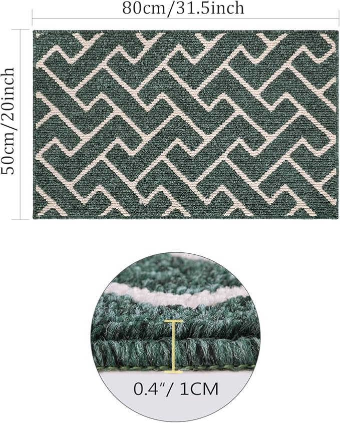 hicorfe Kitchen Rugs and Mats Sets,Super Absorbent Polypropylene Non-Slip Rug,Soft Comfort Floor Mat,Washable for Kitchen,Hallway,Office,Sink,Laundry(20" x 31.5",Dark Green)