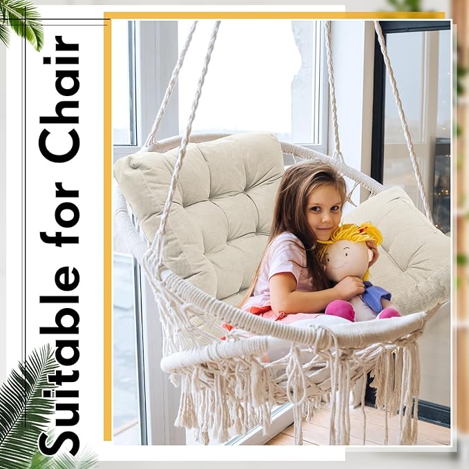 Jerify 2 Pcs Beige Floor Pillows Cushions 22 x 22 Inch Round Square Large Meditation Floor Pillow for Adults Meditation Cushion for Seating Gift Christmas (Square)