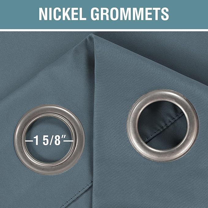 H.VERSAILTEX Blackout Curtains for Bedroom 84 Inches Thermal Insulated Room Darkening Curtains for Living Room, Energy Saving Curtains for Patio Door - Grommet Top (Stone Blue, 1 Panel), 52'W x 84'L