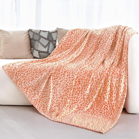 Warm Orange Blanket Leopard Print Throw Blanket Soft Fleece Blankets Home Decor Stuff for Couch Bed Sofa