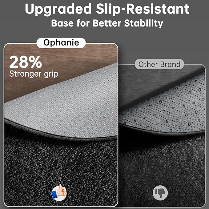 Ophanie Round Rug 4Ft Black Circle Area Rug, Room Decor for Men, Fluffy Fuzzy Bedroom Carpet, Plush Soft Shaggy Living Room Rugs for Kids Home Decor Aesthetic, Nursery