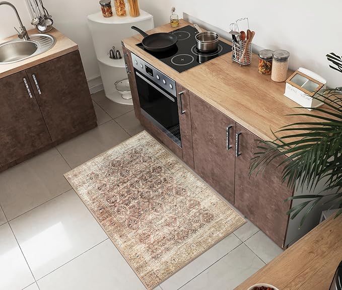 Keen Home Design 2x3 Rug - Machine Washable Entry Rug with Non-Slip Backing, Ideal for Enteryway, Kitchen, Bathroom, Laundry Room - Vintage, Easy Clean, Durable, Low Pile - (2' x 3')