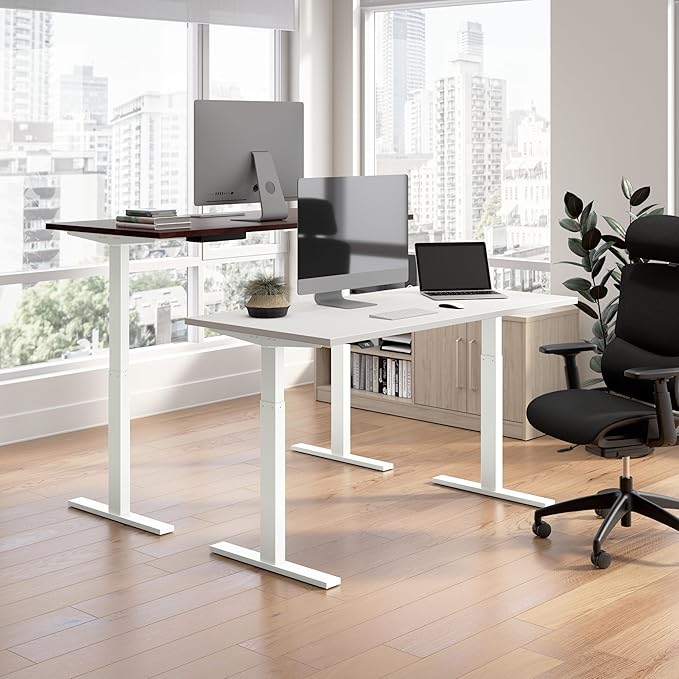 Bush Furniture Move 60 Electric Height Adjustable Desk, Ergonomic Sit-Stand Computer Table for Home and Professional Office, 48W x 24D, White