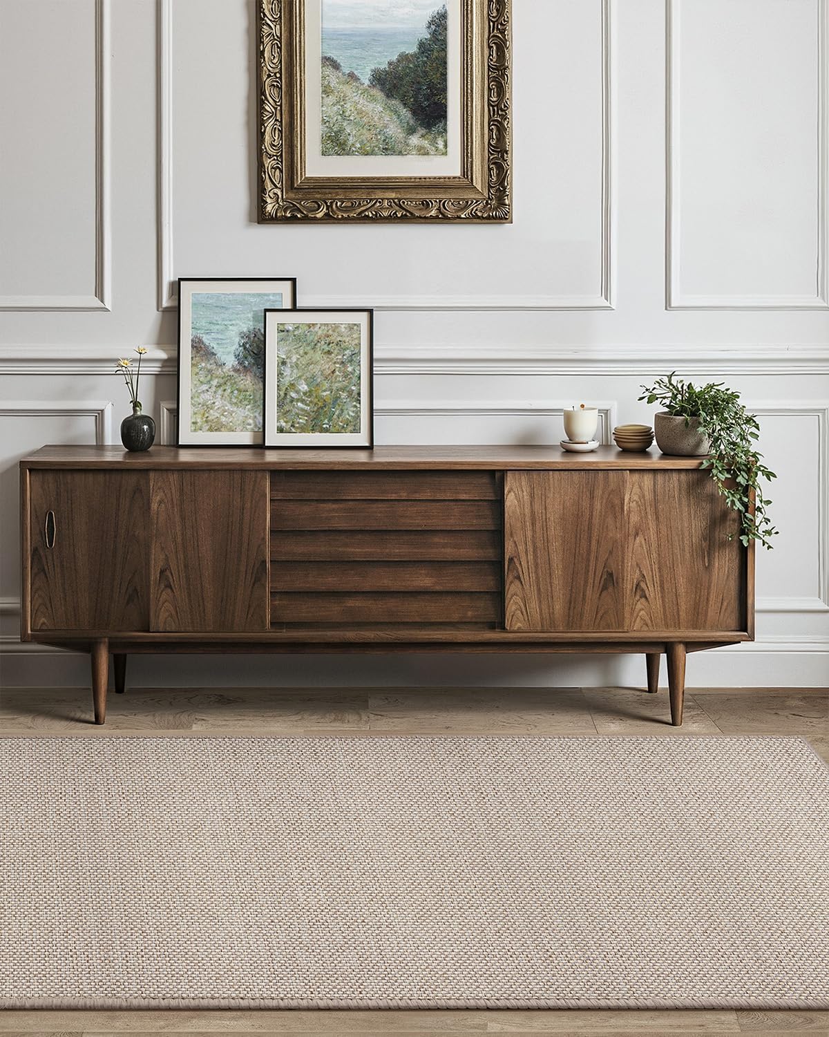 Color&Geometry Door Mat 2'4"x12' Runner Rug with Rubber Backing, Non Slip Washable Hallway Kitchen, Carpet Runners for Hallway Living Room Bedroom, Beige (Rolled-up NO Creases)