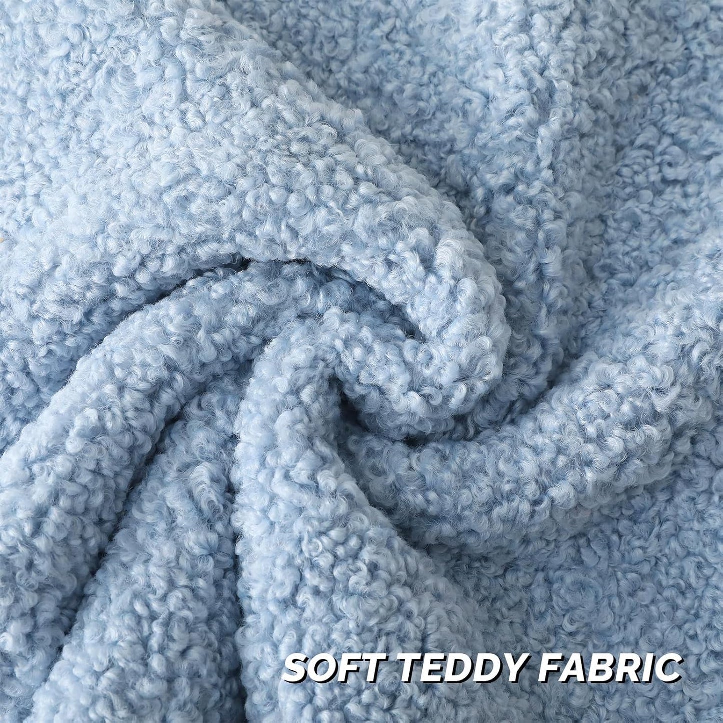 FUTEI Light Blue Throw Pillow Covers 18x18 Inch Set of 2,Furry Faux Fur Teddy Boucle Textured Cushion Covers,Soft Fluffy Decorative Pillow Case,Home Decor for Couch Bed Living Room Office Car