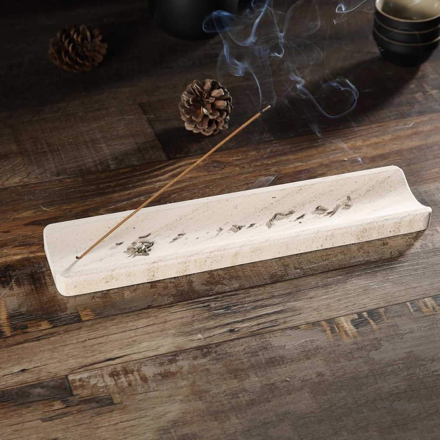 Koville Marble Incense Holder, Incense Holder for Sticks, Incense Sticks Holder Ash Catcher for Meditation Yoga SPA, Natural Stone Incense Burner, Home Table Decor