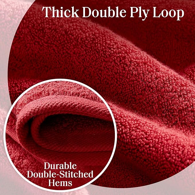 Madison Park 800GSM Bathroom Towel Set of 8 100% Cotton Bath Towel Set for Bathroom Luxurious Highly Absorbent 2 Bath Towels 2 Hand Towels 4 Washcloths Quick Dry Spa Quality Bright Red