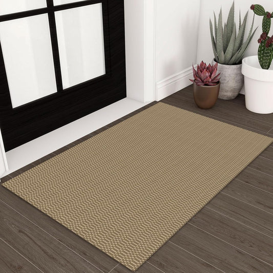 KOZYFLY Washable Area Rug 2x3 Ft Small Entryway Rug Indoor Door Mat Throw Rugs with Rubber Backing, Braided Cotton Floor Carpet for Front Entrance Bathroom Kitchen Foyer, Beige/Khaki